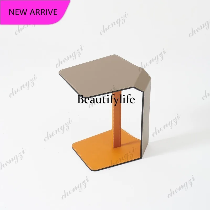 P3  Italian minimalist side few saddle leather square small coffee table living room side table designer high sense