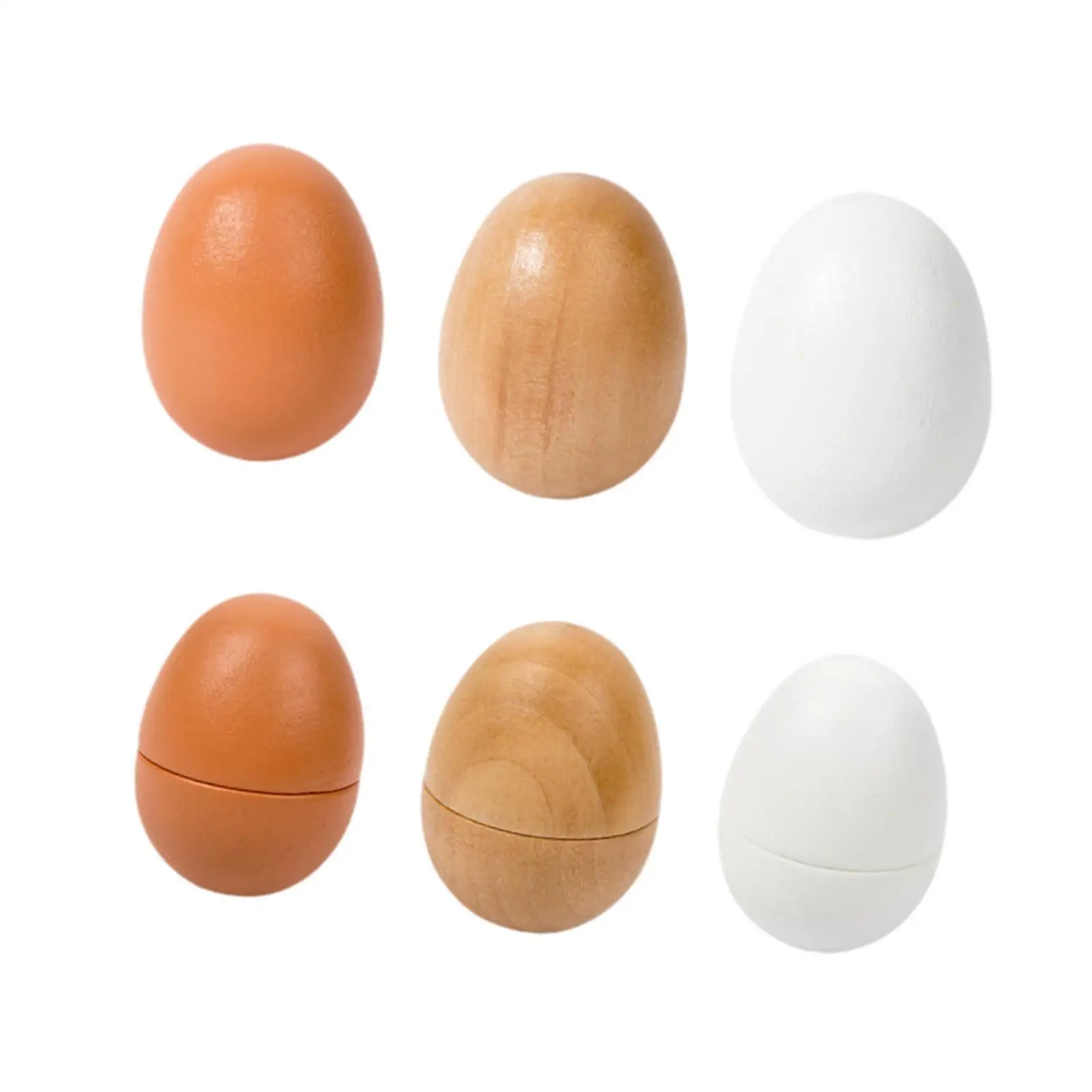 Wooden Play Eggs Toy Wooden Easter Eggs Home Farm Decor Children Kitchen Play Toys Wooden Eggs for Toddlers Boys Girls Gifts