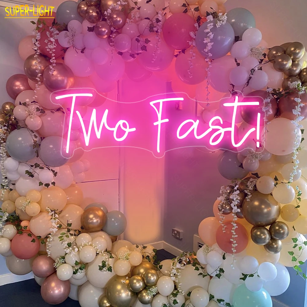 Custom Light Signs 75x25cm Two Fast Neon Signs Birthday Party Wall Decoration LED Personalize Flex Name Sign for Home Decor