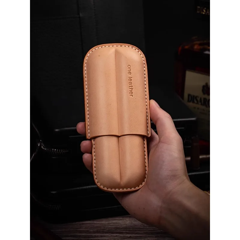 

One leather vegetable tanned cowhide cigar box set tool Cuban cigar box travel model