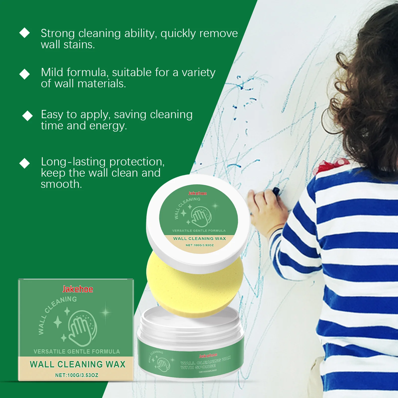 Powerful Wall Stain Remover Cream - Ink Graffiti Cleaner Safe For White Walls Restores Original Surface & Protects Paint