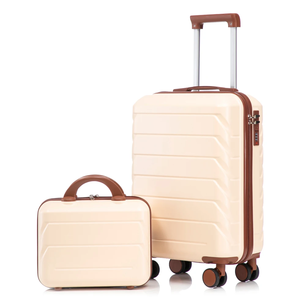 

2 Piece ABS Luggage Set, 14/20 Inch with Wheels, Combination Lock, Cosmetic Case Included