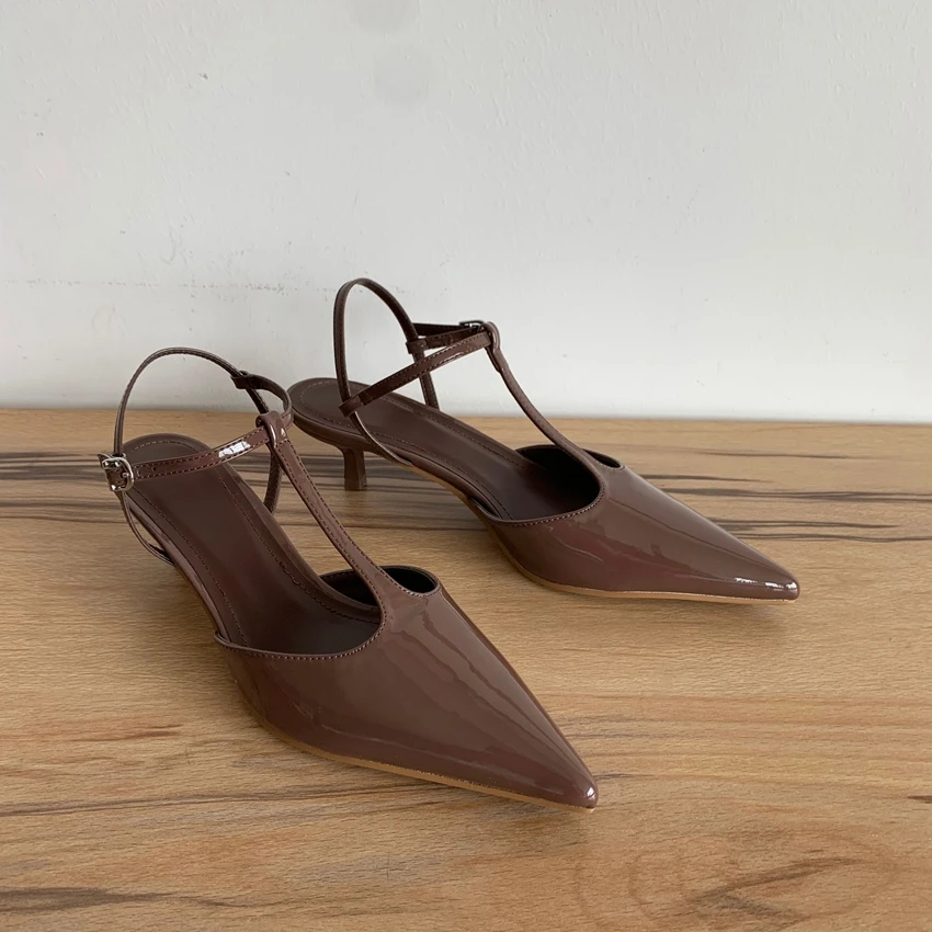 

Fashion Buckle Strap Women Pumps Sexy Pointed Toe Thin High Heels Slingbacks Sandals Summer Wedding Party Mule Shoes