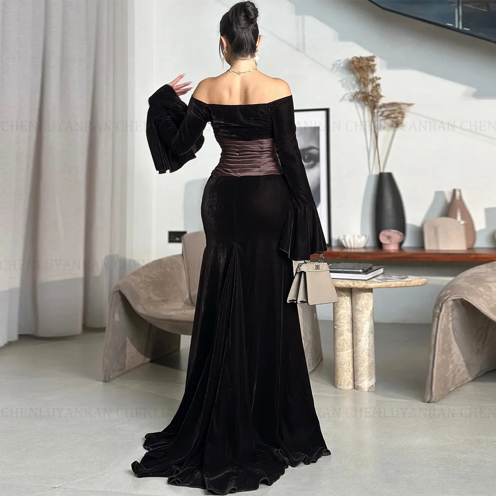 فستان موليسا مخصص بدون حمالات مكشوف الكتفين للحفلات بأكمام مضيئة رائعة متقاطعة سويب تراين فستان سهرة