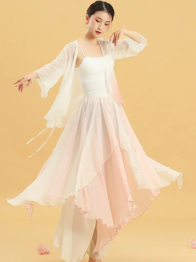 

Chinese Folk Art Dancer Oriental Classical Dance Hanfu Performance Practice Clothes Adult Female National Yangko Dance Costumes