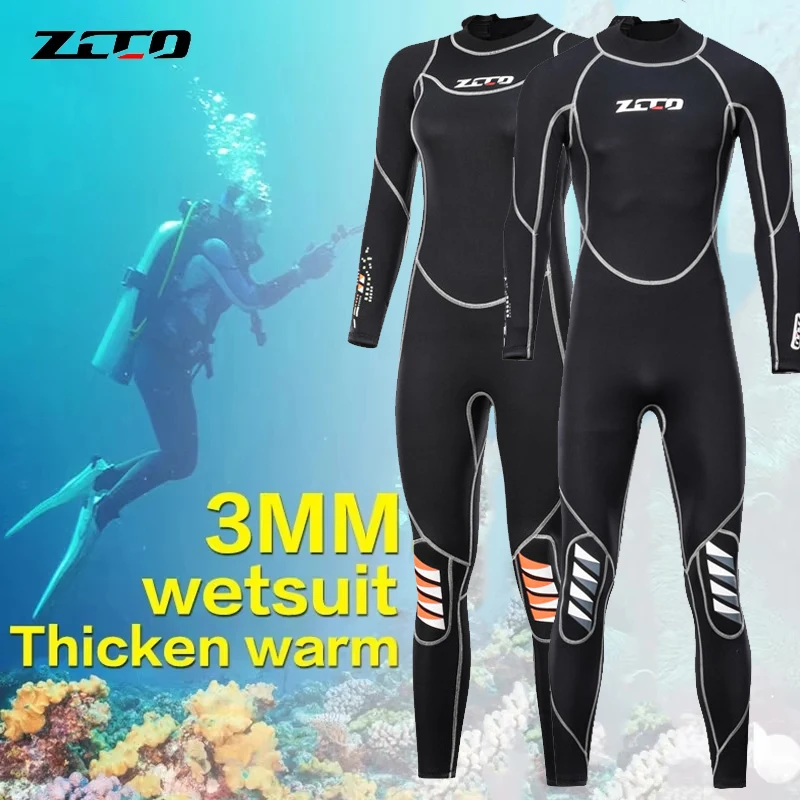 3MM Neoprene Wetsuit Men Diving  Long Sleeve Scuba Diving Snorkeling  One-piece Surfing Fishing Thermal Swimwear Surf Suits
