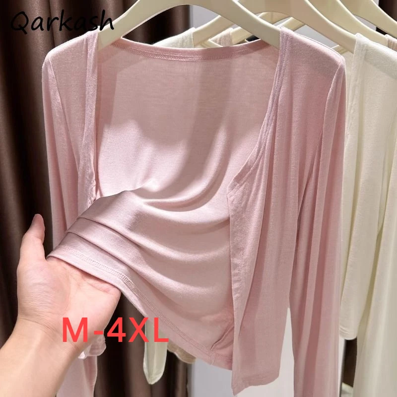 Cardigan for Women Slouchy Smooth Versatile Classical Simple Elastic Shrugs Thin Summer Graceful Long Sleeve Sweet Korean Style