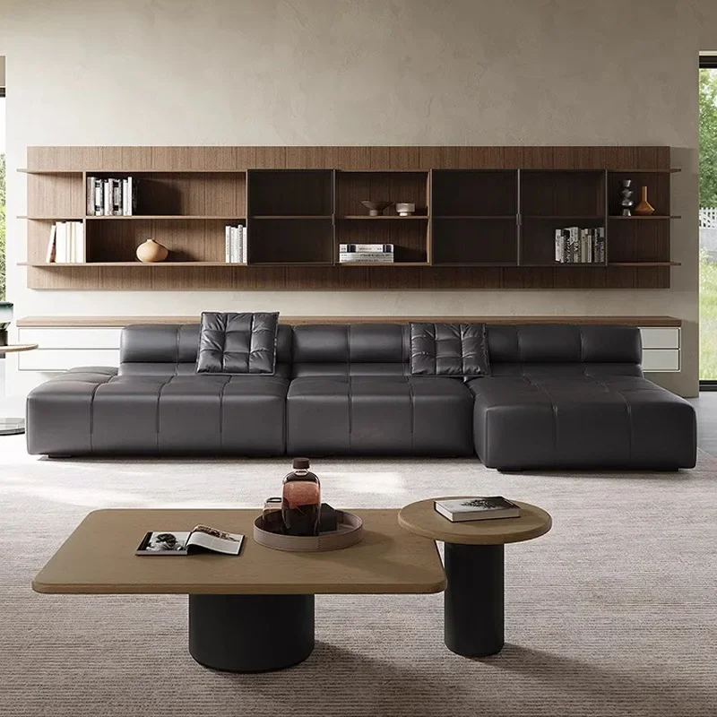 Leather sofa Italian minimalist first layer cowhide living room corner princess sofa