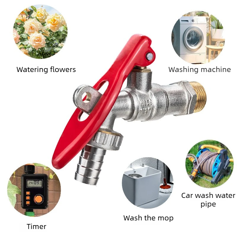 All-Copper Lockable Washing Machine Faucet Mop Sink Faucet Nickel-Plated Garden Anti-Theft Outdoor Faucet
