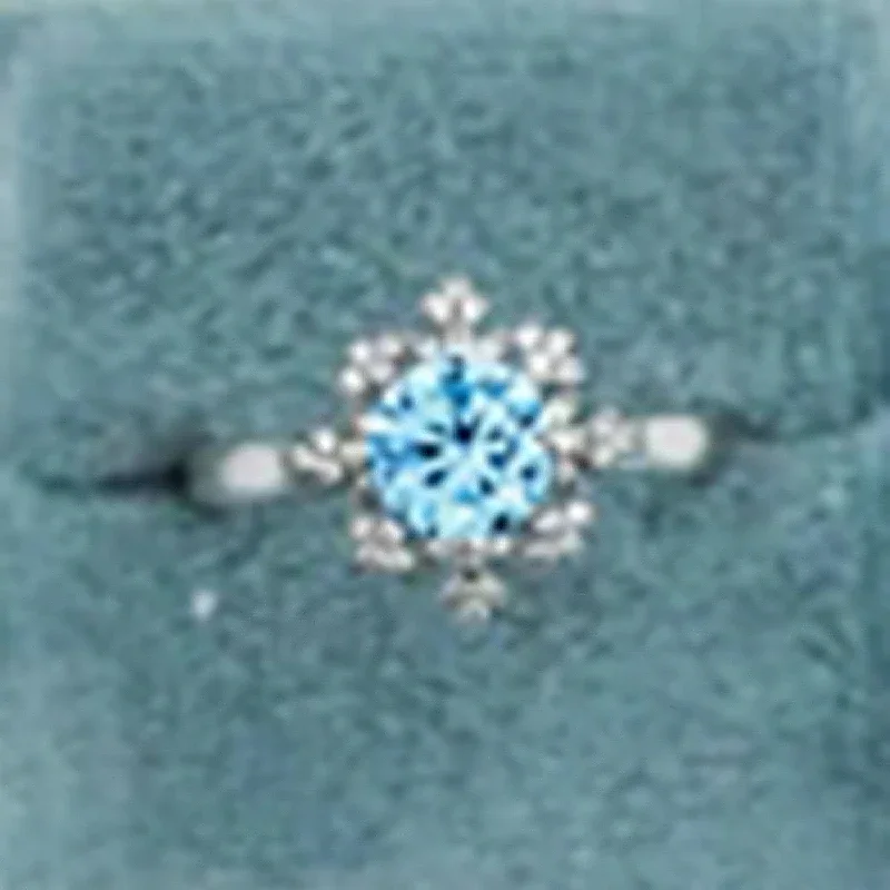 Huitan Aesthetic Snowflake Women Rings 925 Pure Silver Rings for Wedding Party Romantic Female Accessories Temperament Jewelry image 6