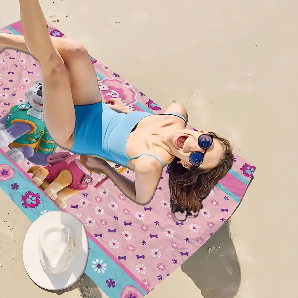 Anime P-Paws-P-PatrolS-Cute Microfiber Printed Beach Towel Mountain Climbing Yoga Beach Swimming Running Absorbent Soft Towel