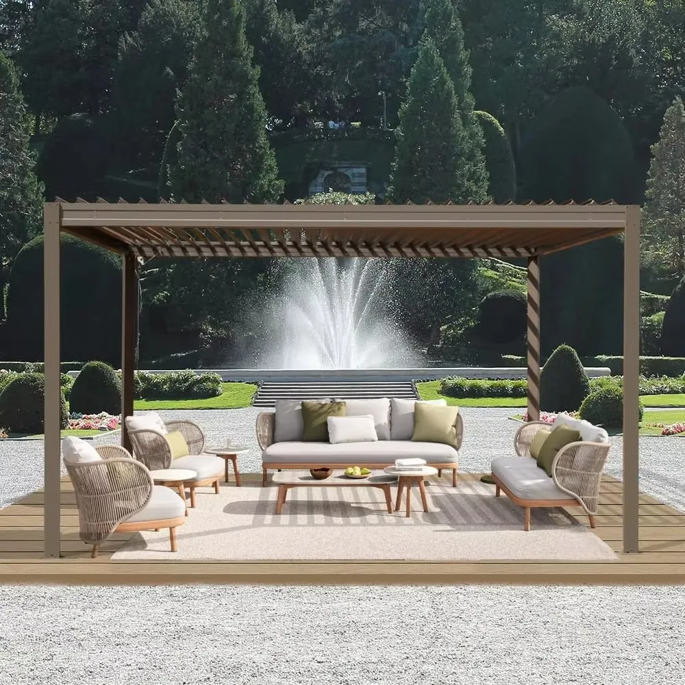 Custom Made Louvered Roof Pergolas Home Furniture Garden Awnings Sunshades Luxury Bioclimatic Aluminum Pergolas Outdoor Gazebos