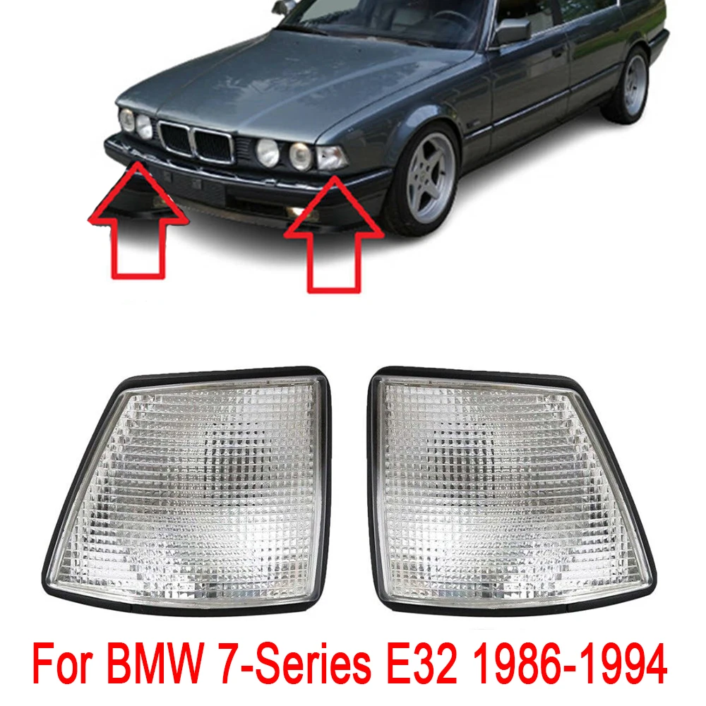 

Front Bumper Corner Side Light Clear Plastic Lens Kit Without Blub For BMW 7-Series E32 1986-1994 63171374011 63171374012