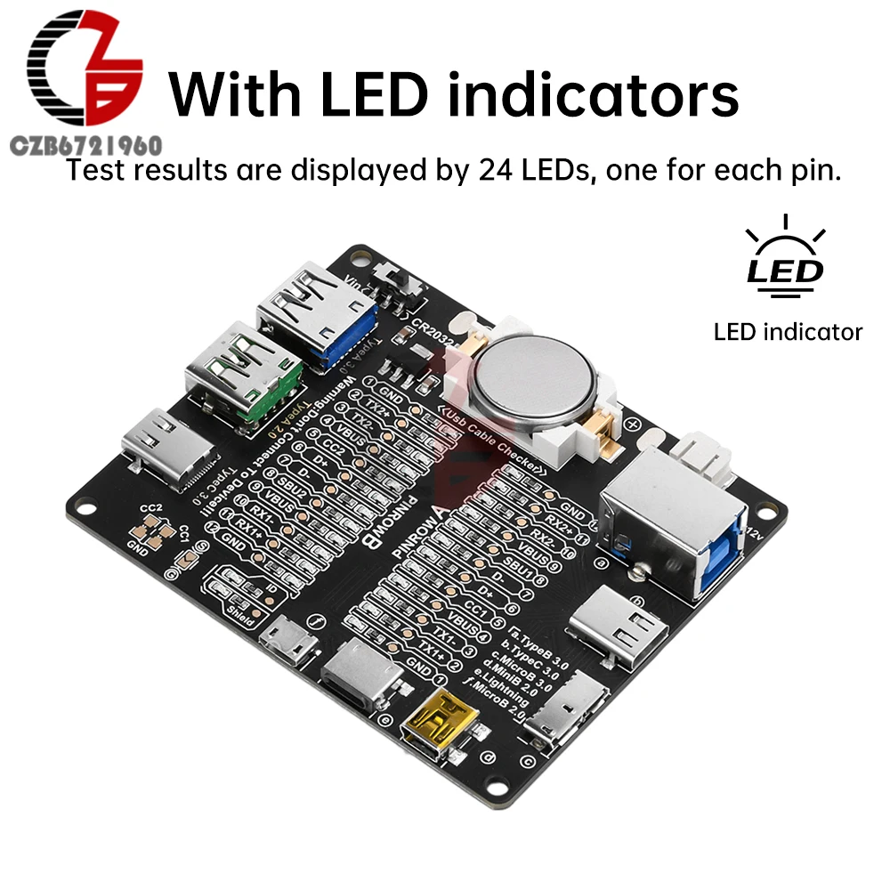 Imagem -02 - Cabo Usb Data Line Detection Board Cabo Checker Usb Cabo Tester Short Circuit On-off Switching Tipo-c Test Tools