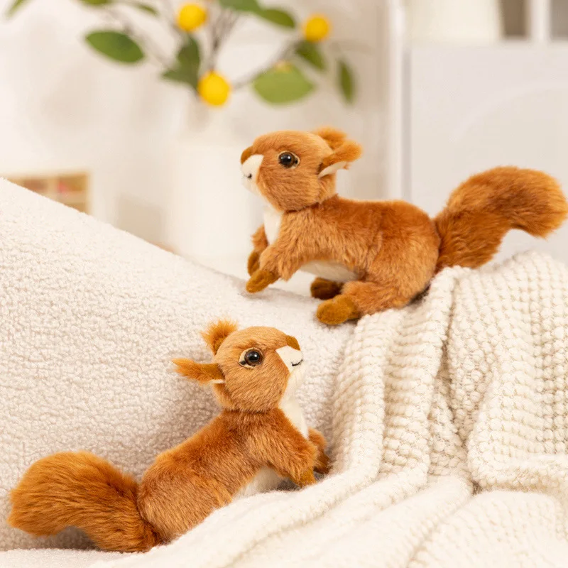Sitting Posture Simulation Brown Squirrel Adorable Stuffed Animal Squirrel Companion Dolls Happy Birthday Party Decor Kids Gift
