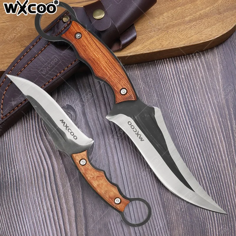WXCOO Coltello da cucina forgiato a mano Coltello multifunzionale per mannaia per disossare la carne Coltello per barbecue per affettare frutta in acciaio inossidabile con fodero