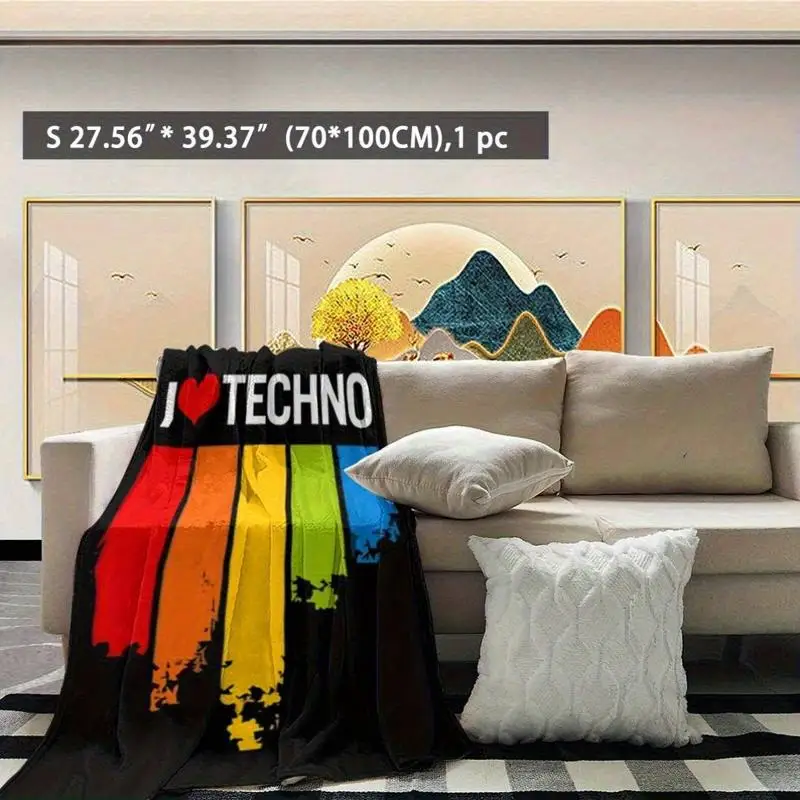 Vertical color block pattern Flannel printed blanket suitable for all seasons suitable for living room office sofa and travel