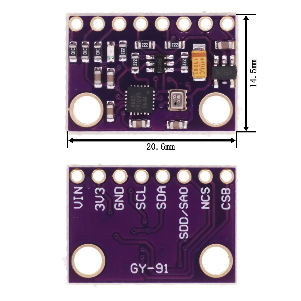 Original SPI/IIC GY-9250 BMP280 GY-91 MPU6500 MPU9250 6-Axis 9-Axis 10DOF Attitude Gyro+Accelerator+Magnetometer Sensor Module