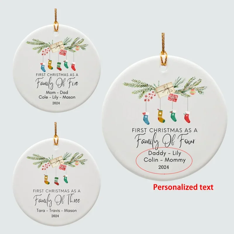 Personalized Family Ornament Custom New Family Ornament Family of Three Christmas Ornament Baby\'s First Christmas Ornament Gift