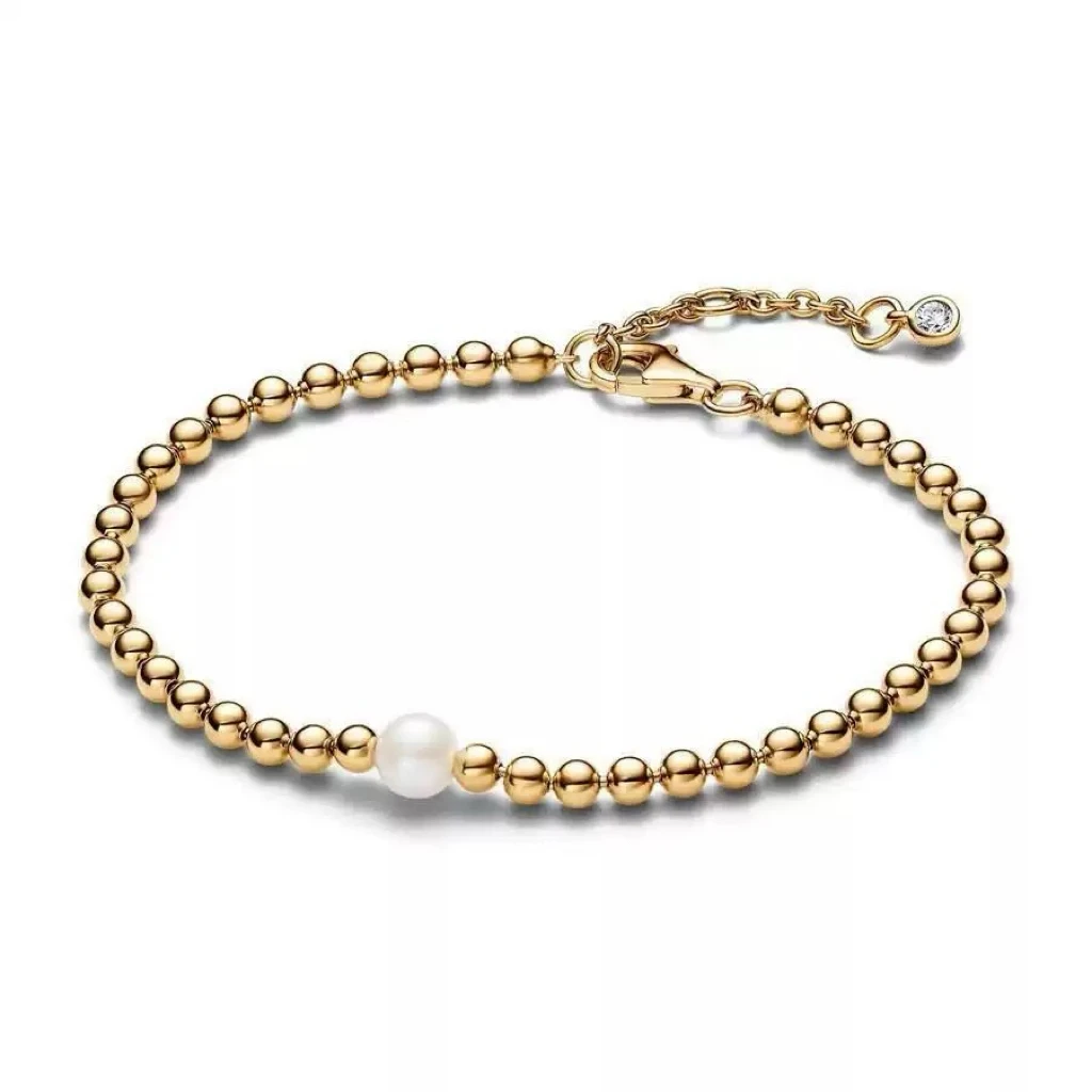 Klassisches Zirkon-Herz-Armband mit Schlangenkette aus S925 Reinsilber mit runden Perlen für Frauen, DIY-Schmuck, besonderes Geburtstagsgeschenk – Detail 4