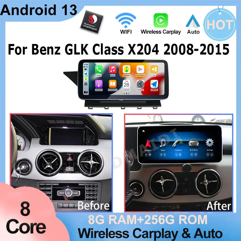 Carplay Car Video Player Navigation Multimedia Screen For Mercedes Benz GLK X204 2008-2015 Stereo Radio GPS Android Auto Touch