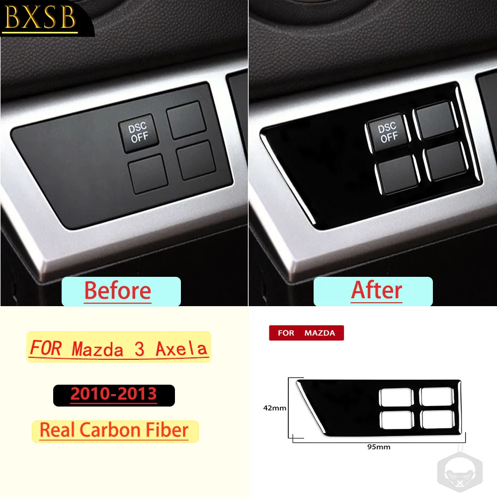 For Mazda 3 Axela 2010-2013 Car Headlight Switch Frame Trim Real Soft Carbon Fiber Interior Accessories Decoration Stickers