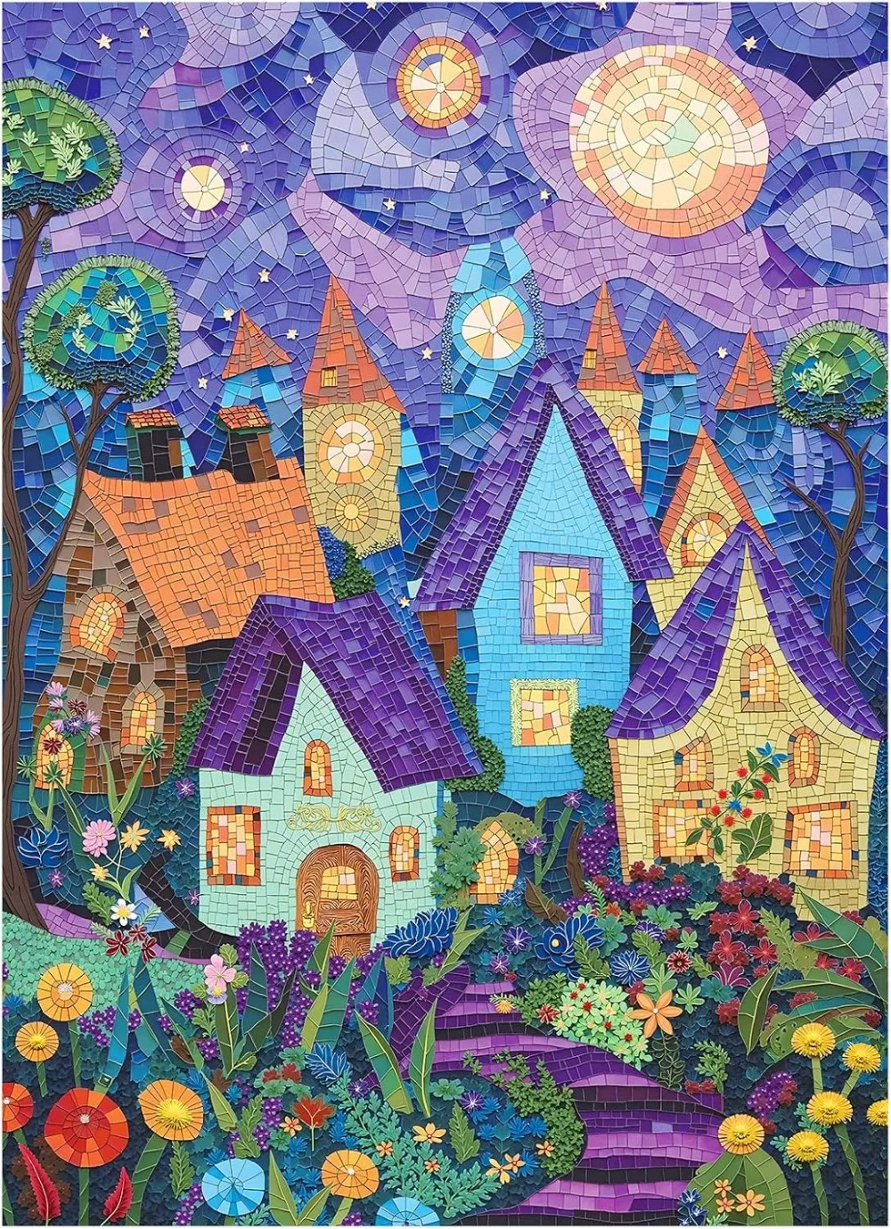Puzzle pour adultes, vitrail, nuits rurales, 1000/500/300/120 pièces, cadeau d'anniversaire, décor de salle de jeu, jouet de divertissement