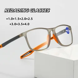 Gafas de lectura antideslizantes y anticaídas para hombre, gafas con bloqueo de luz azul de alta definición + 1,0 + 1,5 + 2,0 + 2,5 + 3,0 + 3,5 + 4,0