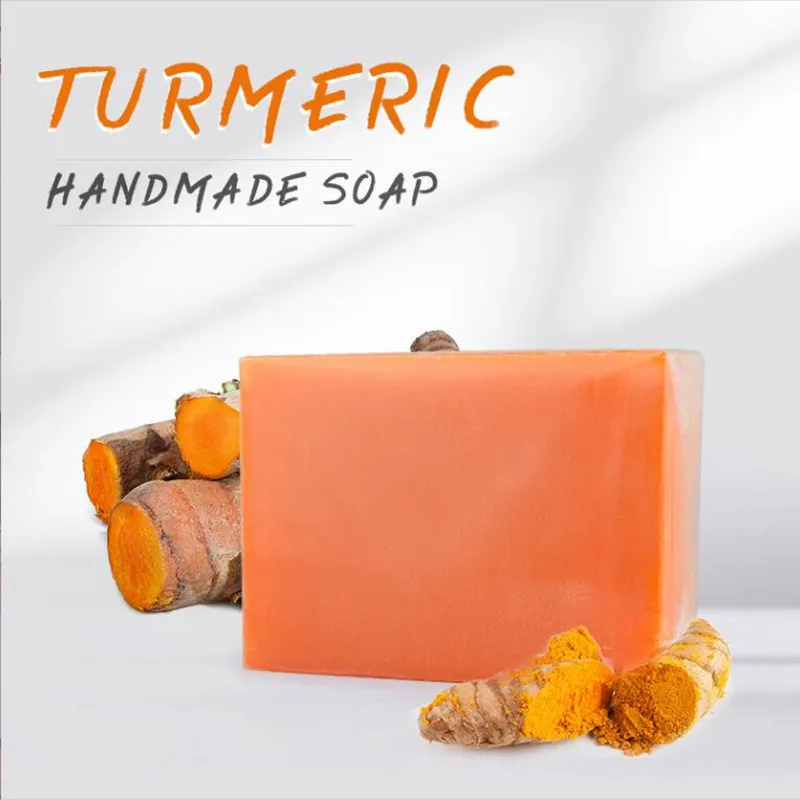 100g Turmeric Essential Oil Handmade Soap Face Wash Removal Acne Treatment Oil Control Moisturizing Whitening Soap Face Care