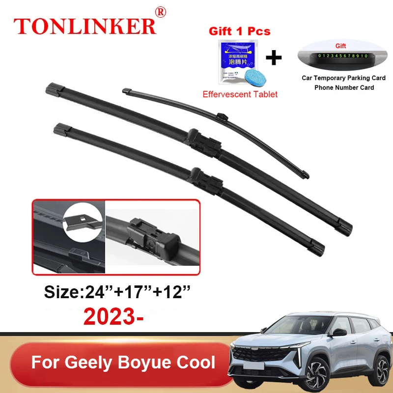 TONLINKER Car Wiper Blades For Geely Boyue Cool 2023 1.5T AMT Car Accessories Front Rear Windscreen Wiper Blade Brushes Cutter