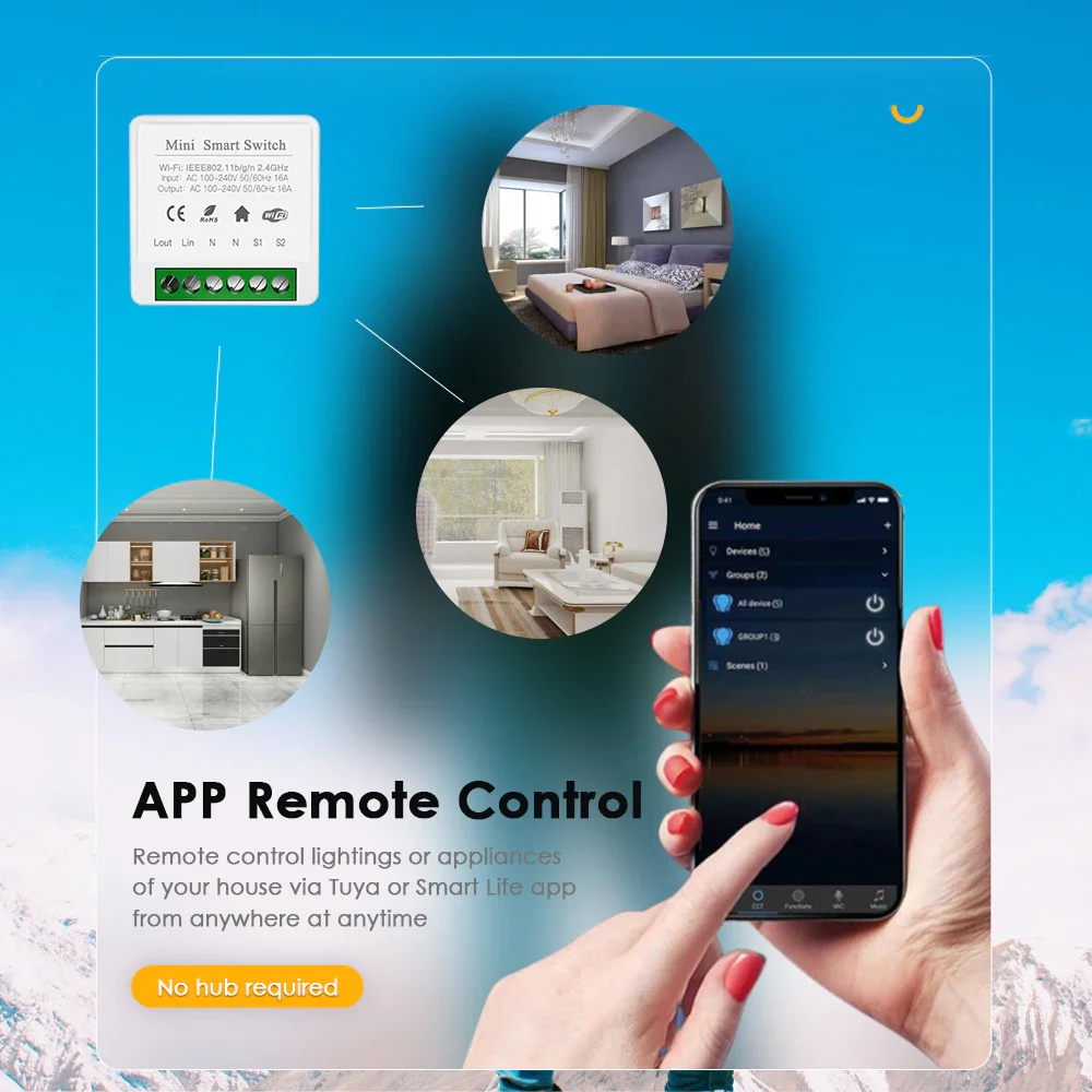 16A Tuya MINI Wifi Switch relè fai-da-te a 2 vie Smart Life APP telecomando senza fili Smart Home per Alexa Google Home Yandex Alice