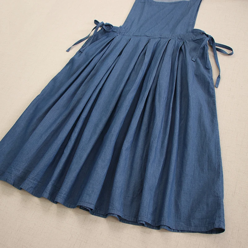 Japanse Vintage Mori Meisje Dubbele Zijriem Taille Riem Denim Vest Jurk Vrouwen Lente Zomer Mouwloze Casual Losse Tank Jurk