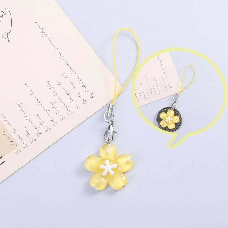 

Креативный ремешок для телефона с милым цветком, желейный цвет, брелок с сакурой, кулон, милый модный рюкзак, подвесные украшения, подарок для пары