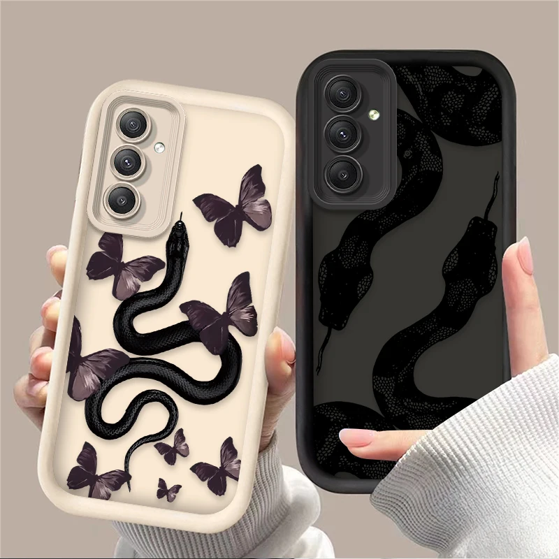 Cute Doodle Snake Silicone Phone Case for Samsung Galaxy A55 A35 A25 A15 A05 A05S A24 A13 A23 A12 A22 A32 A52 A52S A71 A72 A51