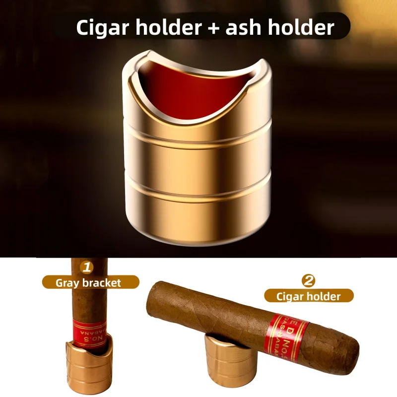 

Portable 2-in-1 Cigar Stand Holder and Rest | Desktop Ashtray Replacement | Elegant Gift Box for Men