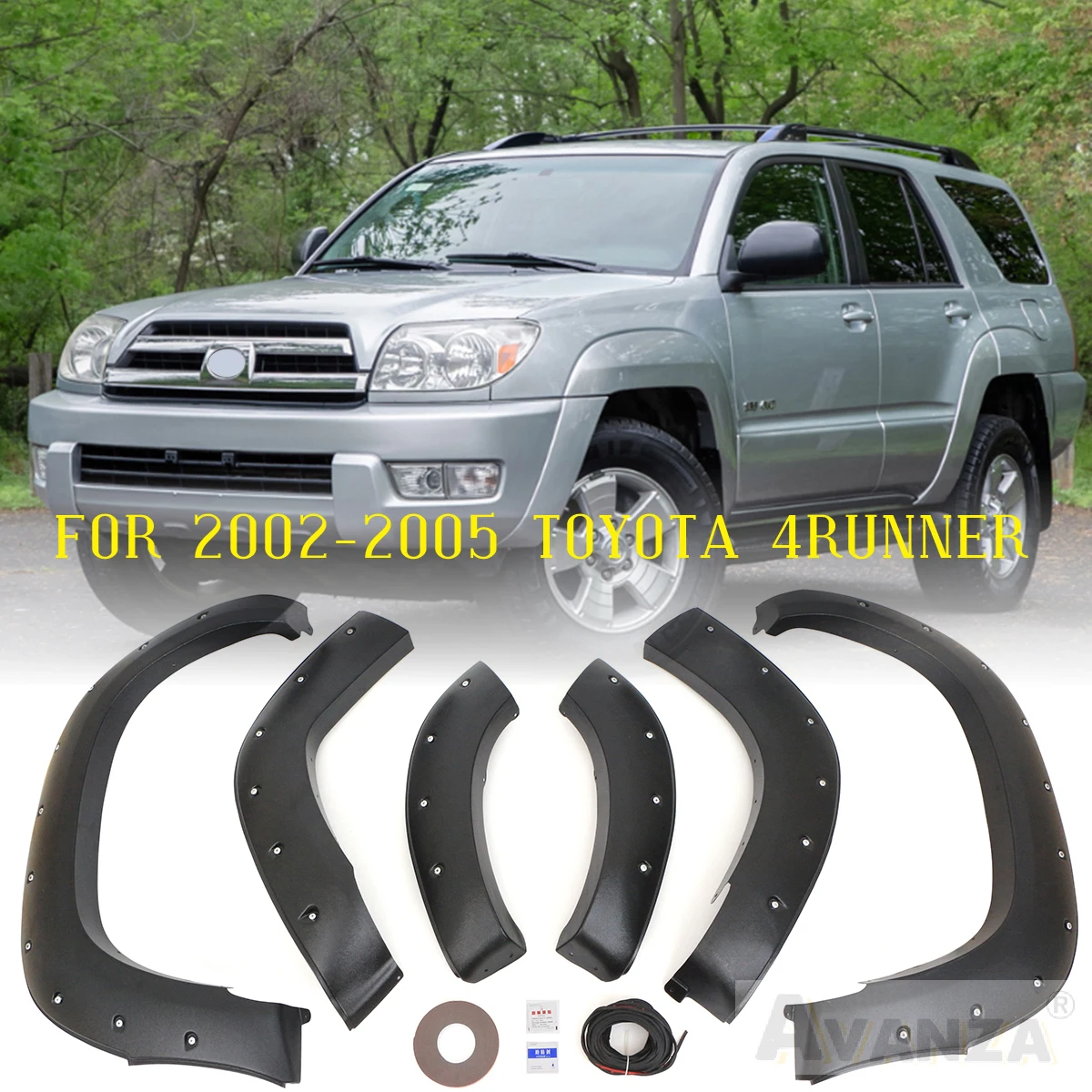 Fit For 2002-2005 Toyota 4Runner HILUX Wheel Arch Trim Fender Flares 4 pcs
