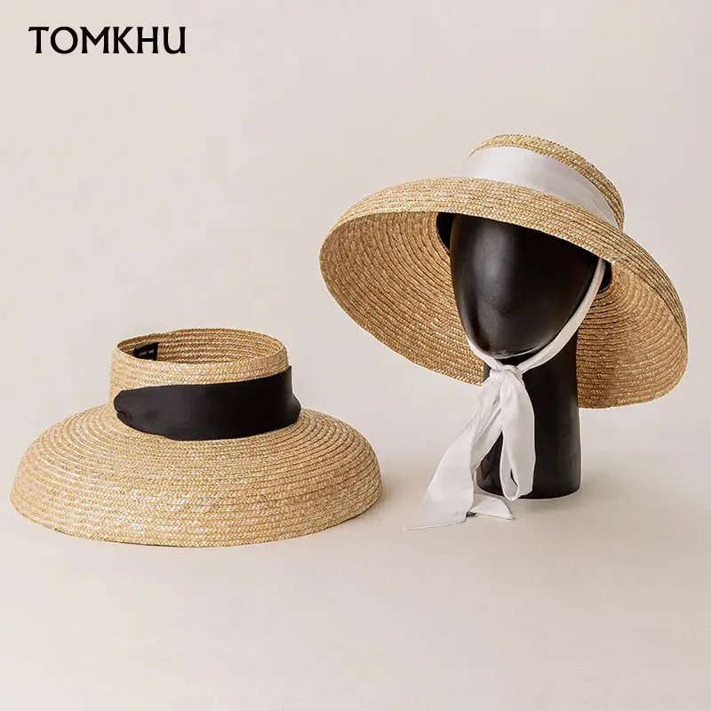 2022 New Popular Lamp Shape Straw Hat For Women Wide Brim Empty Top Summer Beach Hat Ladies Straw Hat Anti-UV Derby Travel Hat