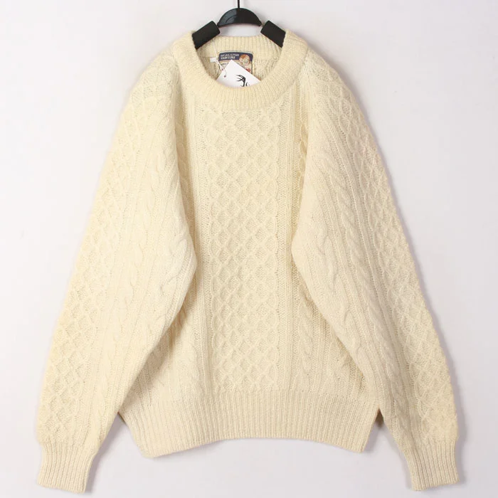 

Vintage Autumn Winter White Knitted Woolen Sweater Cardigan Bean Shape 3D Crochet Hollow out Design Women's Warm Thickened Lo...