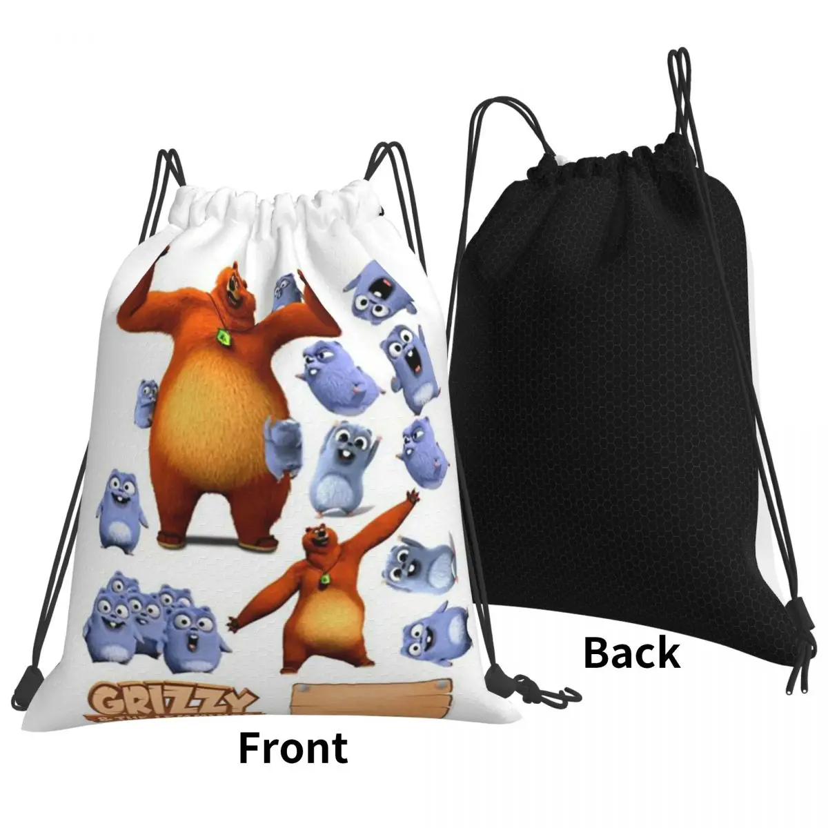 Animation Grizzy And The Lemmings Cartoon Anime Backpacks Drawstring Bundle Pocket Sports Bag Book Bags for Travel Students