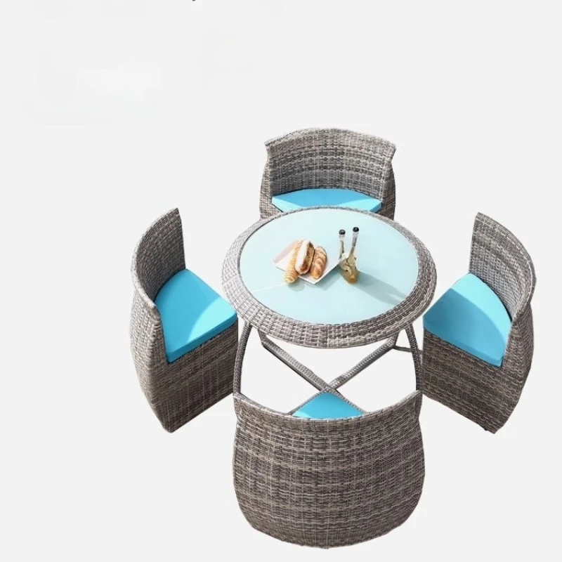 

Outdoor courtyard table and chair open-air garden leisure outdoor terrace balcony round storage rattan furniture