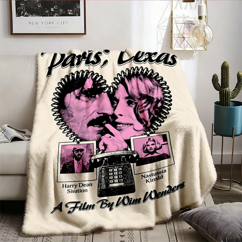 Paris, Texas graphic Flannel Throw Vintage movie poster design