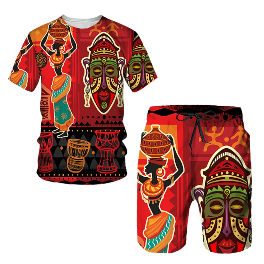

Funny 3D Nationality Print Men Short Sleeve T-Shirt +Shorts Two Piece Sets Summer Fashion O-neck Tops Casual Shorts Outfit Suit