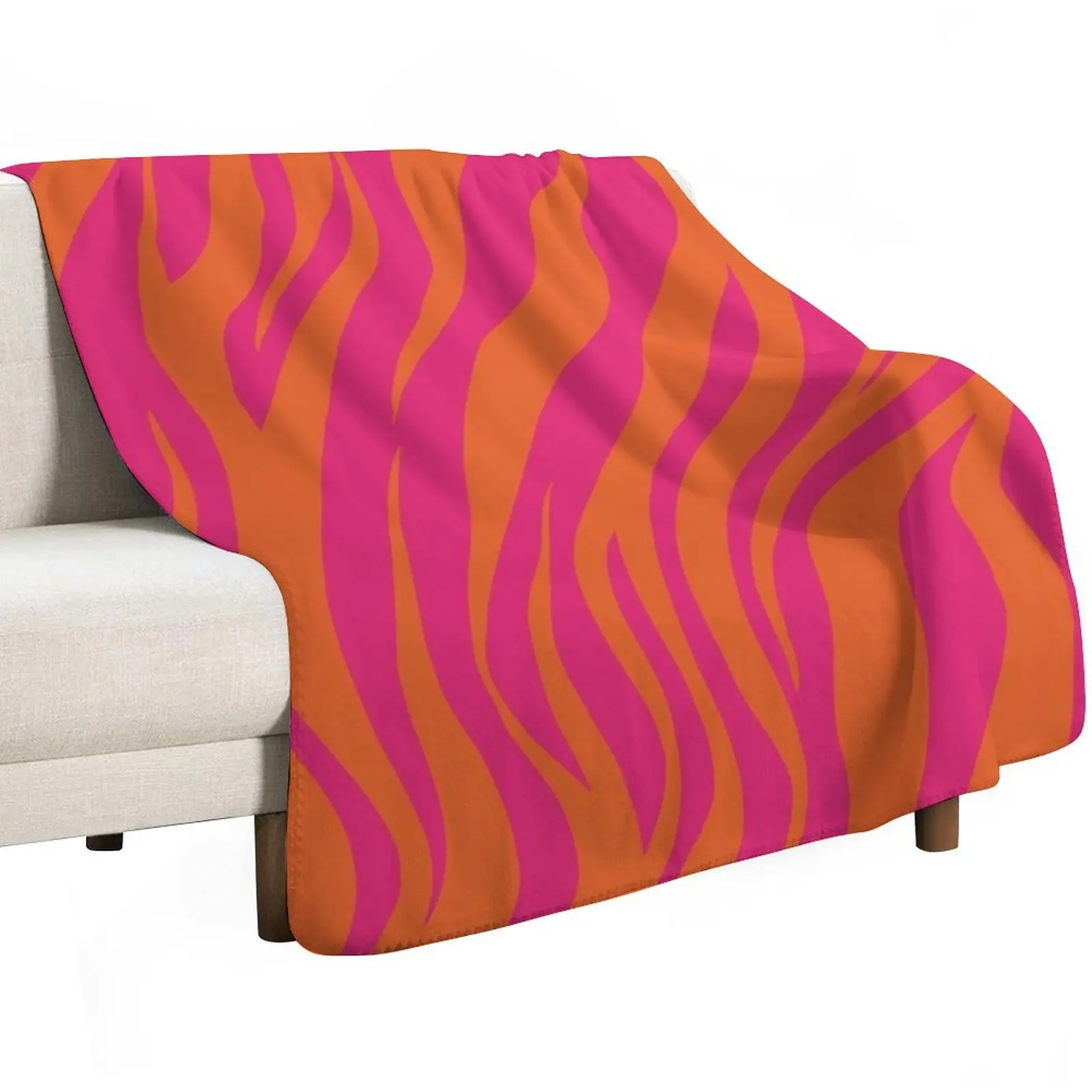 

Zebra skin texture Orange Pop and Hot Neon Pink Throw Blanket for winter heavy to sleep bed plaid Camping Blankets