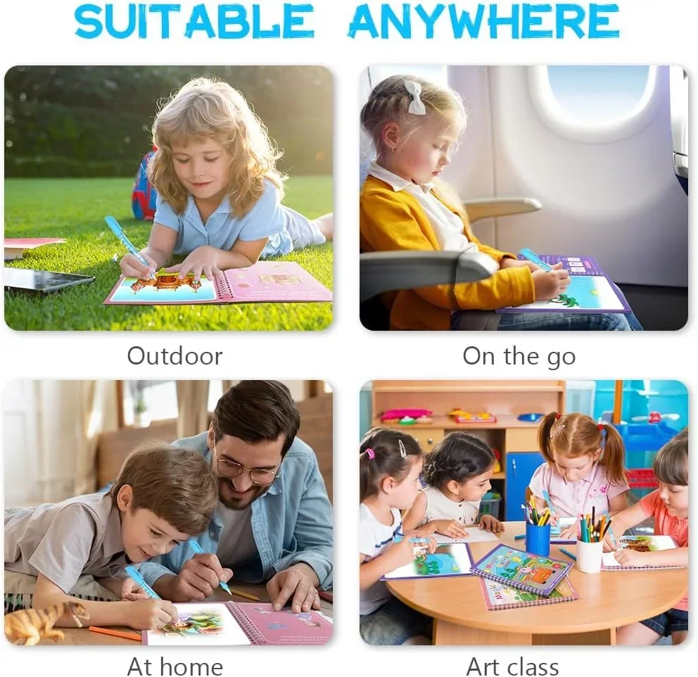 Kinderen Waterkleurboek Kinderen Montessori Herbruikbaar Kleurboek Magisch Watertekenboek Zintuiglijk Vroeg Onderwijs Speelgoed voor Kind