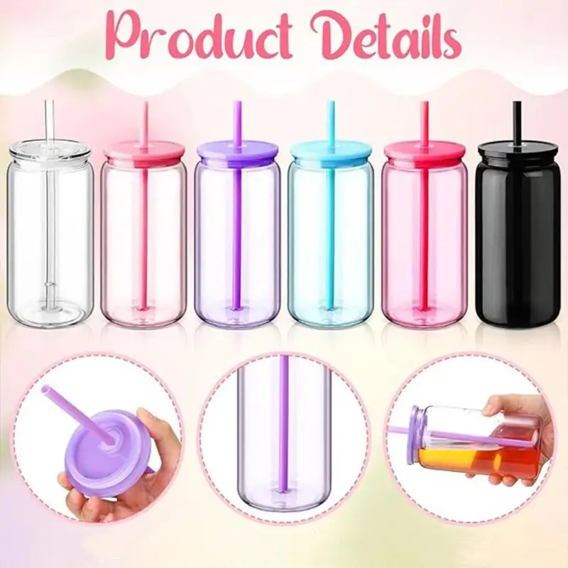 16oz 450ml BPA Free Jar Cups Reusable Break Resistant Tumbler For Outdoor Camping Picnics BBQ Garden Parties