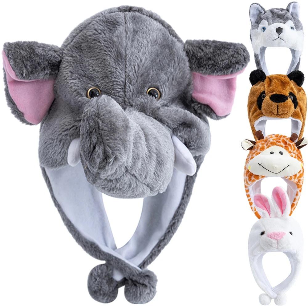 New Style Unisex Funny 3D Plush Elephant Style Decorative Hat Mischievous Cap For Man Women Plush Winter Lovely Family Hat
