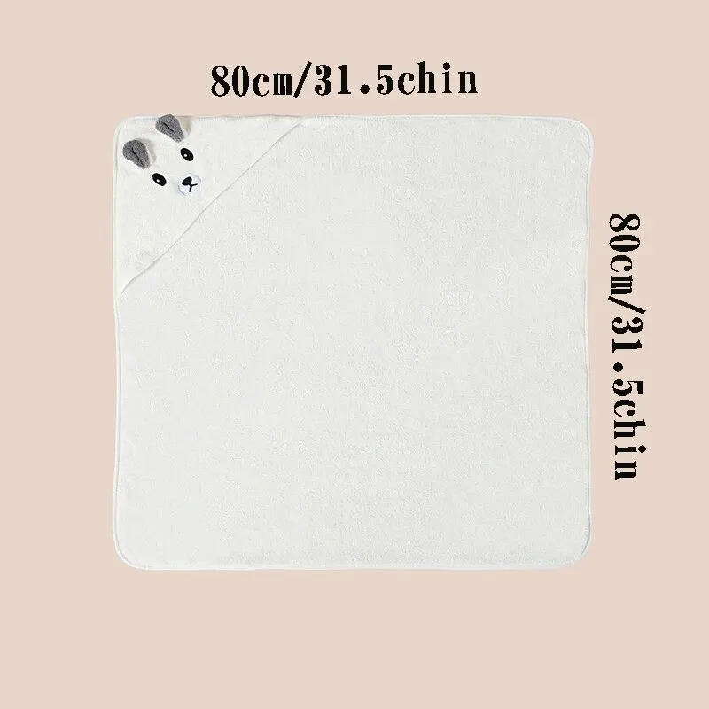 1 Piece Baby Bath Towel Super Absorbent Polyester Material Cute Animal Hooded Bath Towel Bathroom Supplies Beach Cape