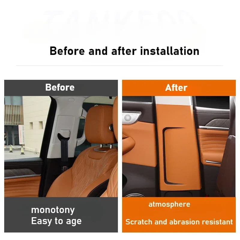 

For GWM WEY Tank 500 Hi4-T/Hi4-Z 2Pcs Car B Pillar Anti-kick Protective Mat Seat Belt Pad Cover Leather Stickers Accessories