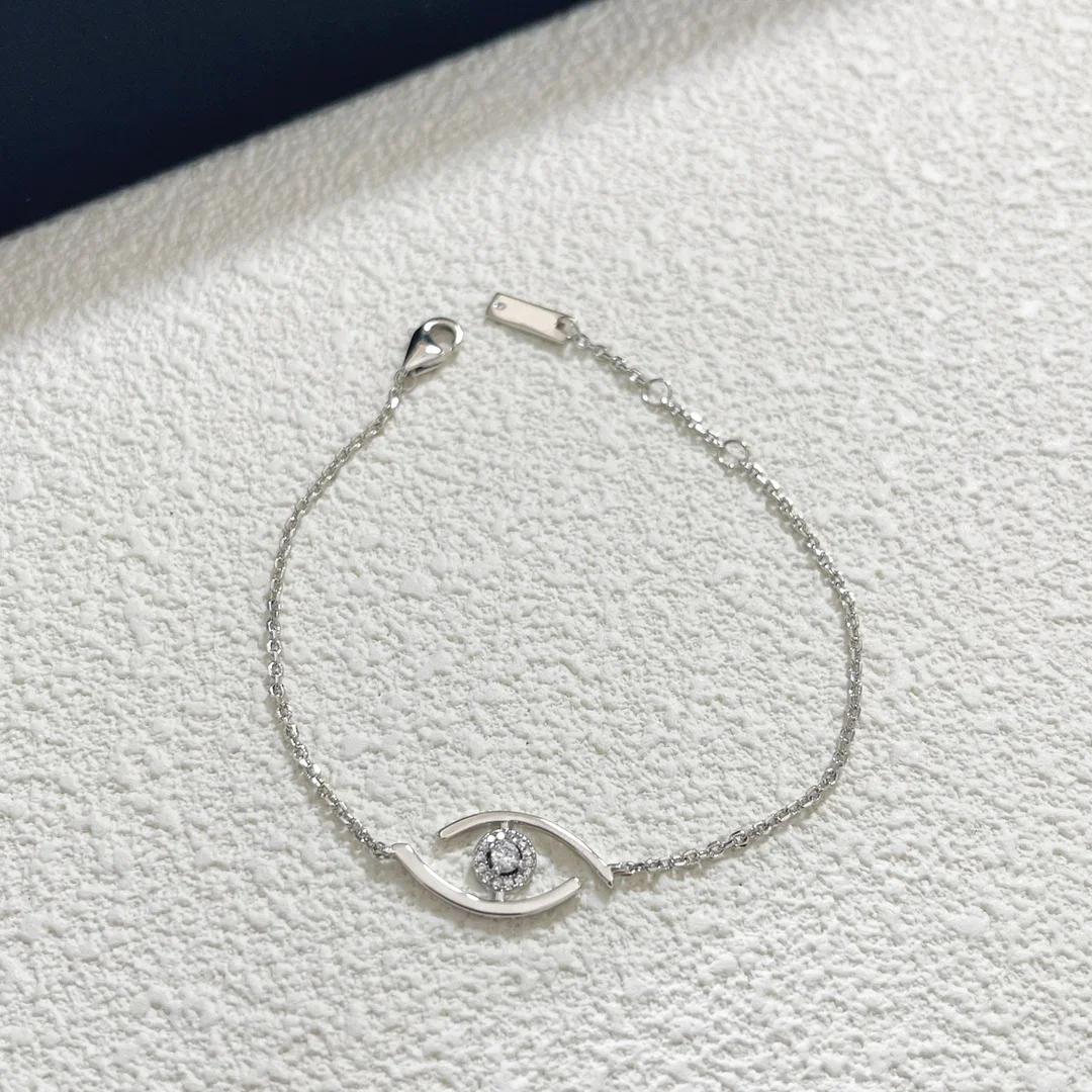 

The Latest 925 Sterling Silver Smooth Eye Shaped Full Diamond Bracelet. Exquisite Ladies' Gifts messik style