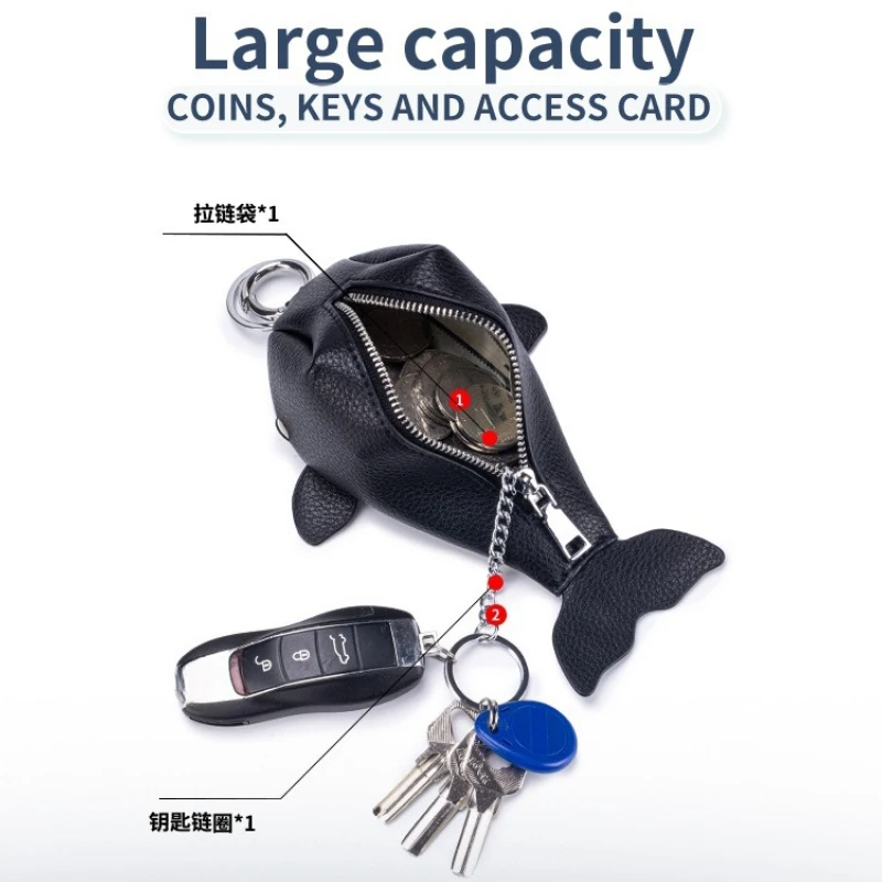 

Милый брелок с китом, кошельки для монет, кошельки для ключей, кожаные мешочки для мелочи с застежкой-молнией, подвесная пряжка, брелок для ключей, подвески